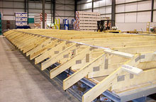 The Roof/Ceiling Build Station in our central Illinois Modular Home Building Facility.